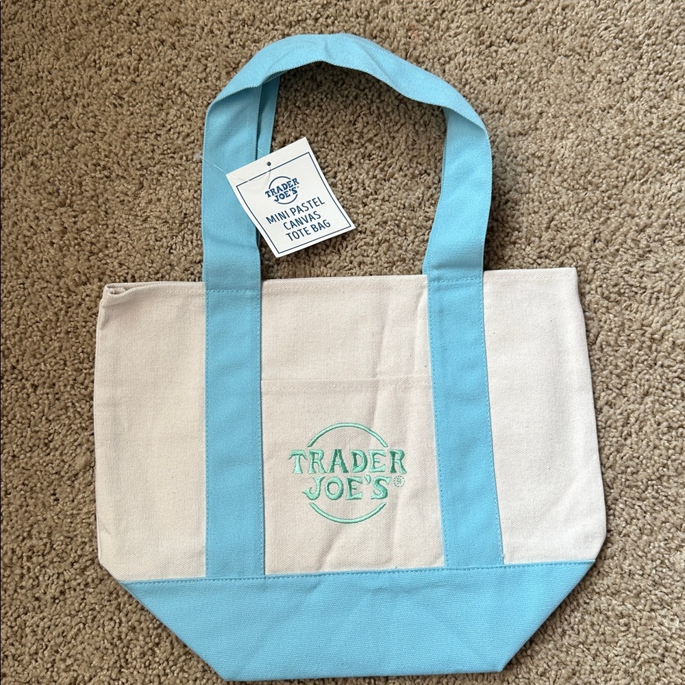 Trader Joe’s Mini Pastel Canvas Tote Bag (Blue)